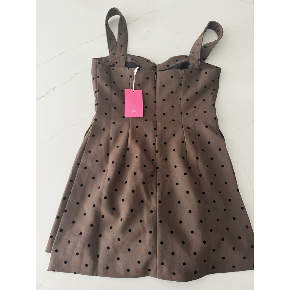 NWT $255 Amanda Uprichard Bethany Soho Romper Brown Polka Dot Mocha romper S - Picture 13 of 14
